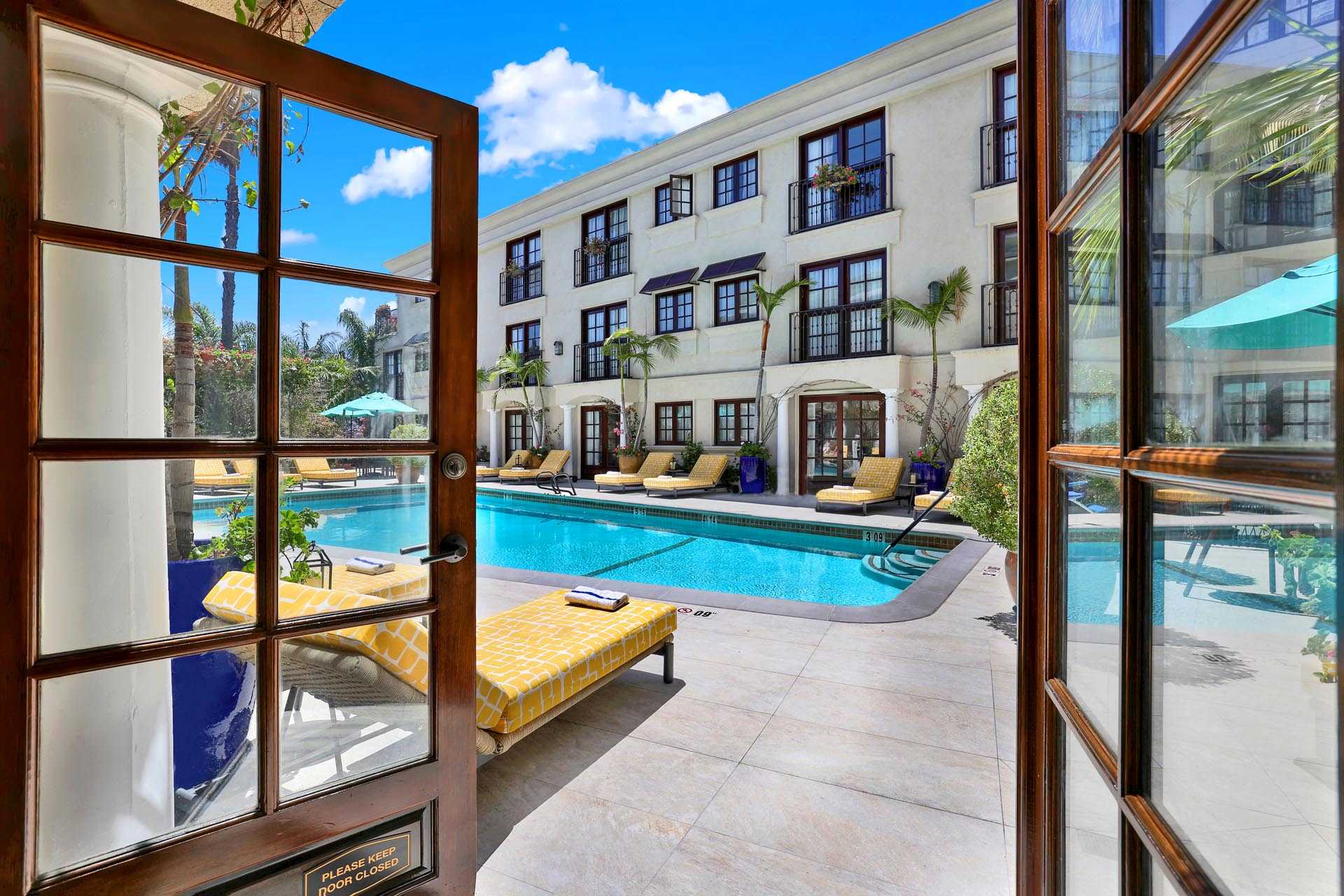 Entrance to the outdoor pool from the guest room